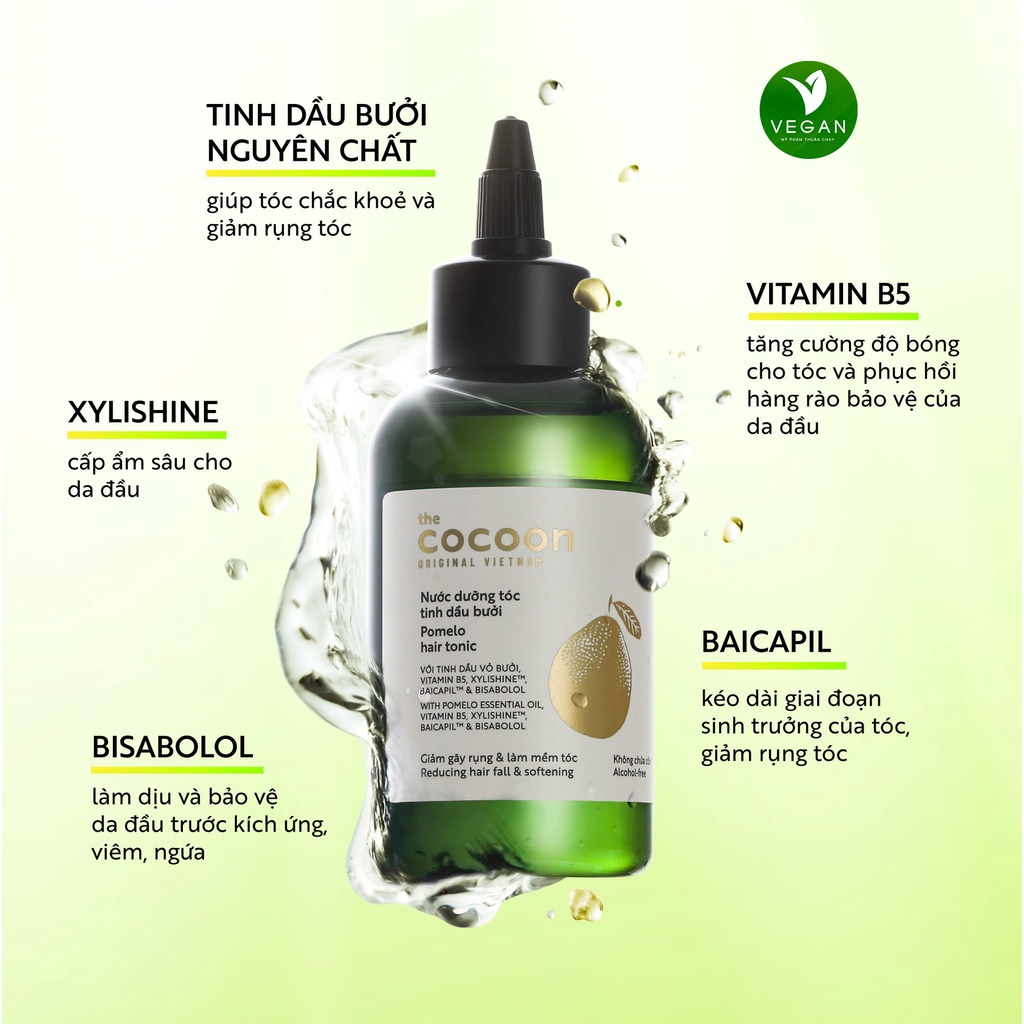 Bộ serum tóc bồ kết, vỏ bưởi Herbario 30ml + Nước dưỡng tóc tinh dầu bưởi Pomelo Cocoon 140ml