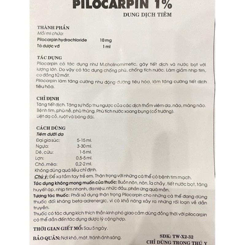 1 ống PILOCARPIN 1% giúp tăng tiết dịch dùng cho chó mèo trâu bò lợn