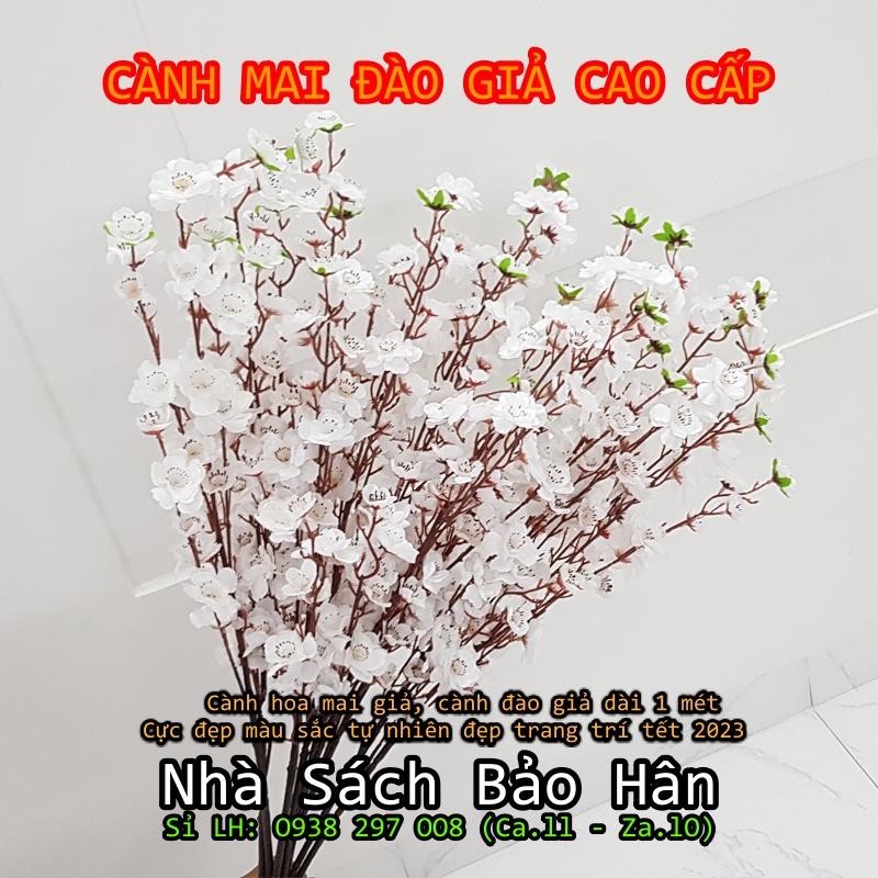 Hoa đào hoa mai giả dài 1m cực đẹp màu sắc tự nhiên giống thật trang trí Tết 2023