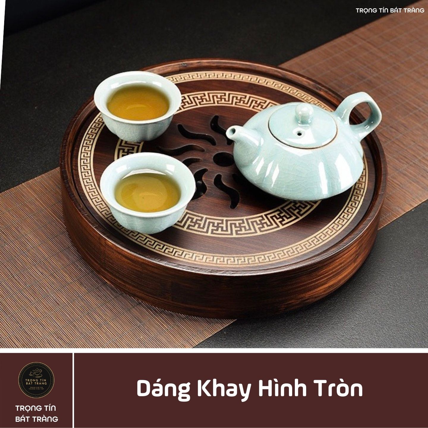 Khay Trà Tre Cao Cấp Hình Tròn 3 Kích Thước KT 65