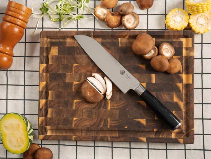 Dao Santoku Chef Studio - Damascus Basic độ dài 17.2cm, chuyên dùng cắt thái thịt, cá, rau củ quả