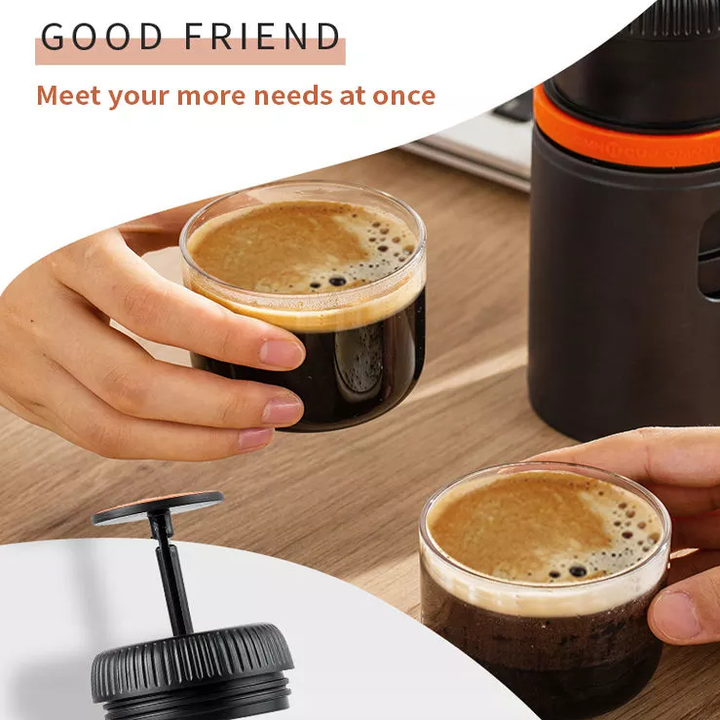 Máy pha cà phê Mini Espresso cầm tay đa năng 2 trong 1 Tương thích với Nespresso như NES capsules, cà phê bột