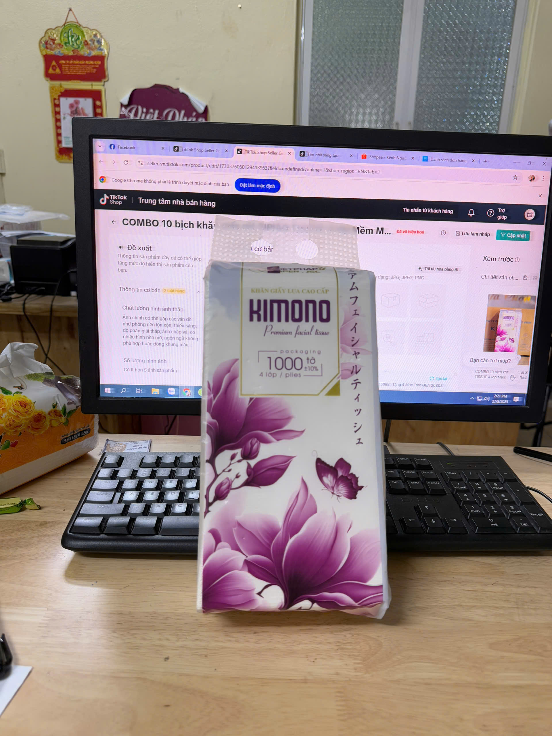 (Combo 9 Bịch) Khăn Giấy Đa Năng KIMONO Treo Tường Dạng Rút 1000 Tờ [TẶNG KÈM MÓC, 3 MÀU ] Làm Sạch Làm Sạch