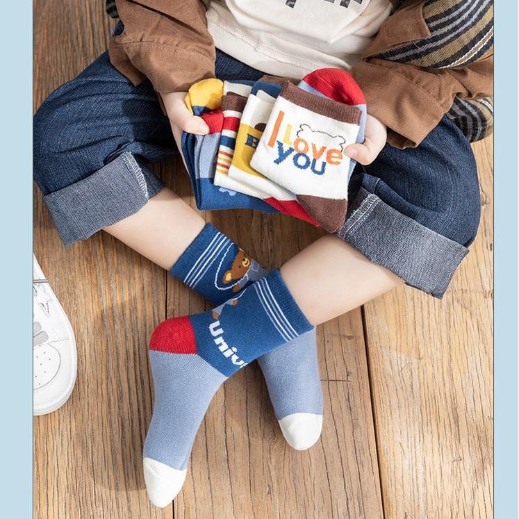 Set 5 đôi tất len cao cổ cho bé trai và bé gái nhiều màu sắc size từ 1 đến 13 tuổi