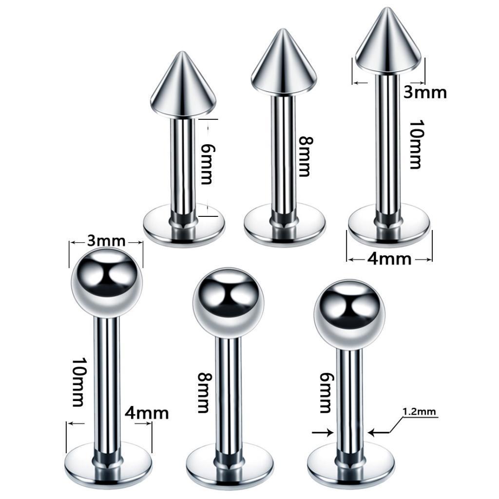 40Pcs Nose Lip Eyebrow Navel Belly Piercings 6mm