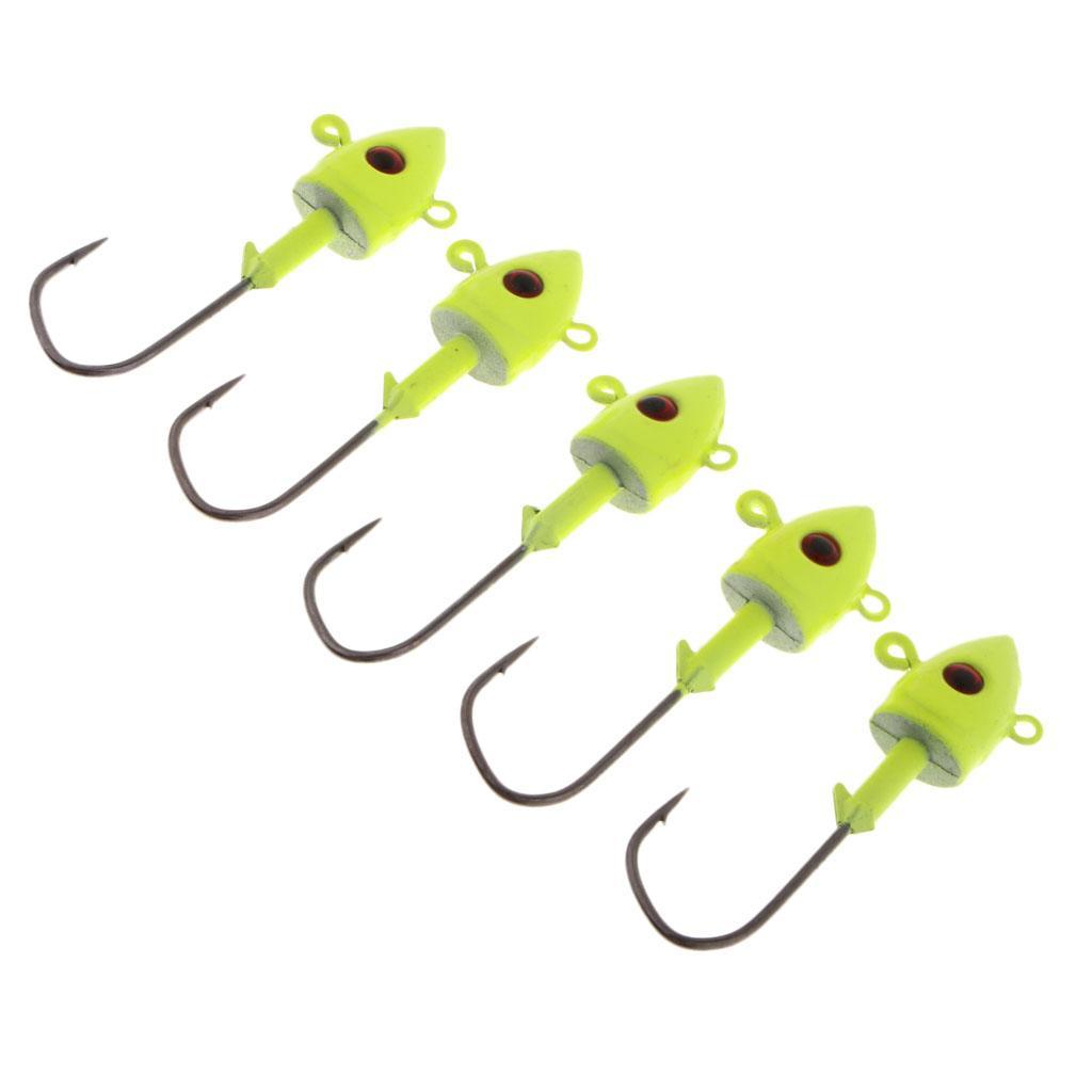 5 Pieces Super Sharp Fishing Hooks Jig Head Freshwater & Saltwater Fishing Baits Lures Flies Jigs