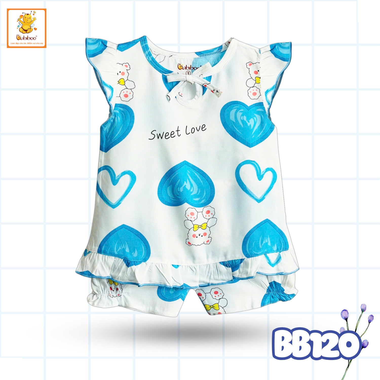 Đồ bộ bé gái BABIBOO bộ cánh tiên vải tole mát lạnh, mềm mịn 6kg-18kg -BB120 (Họa tiết ngẫu nhiên)