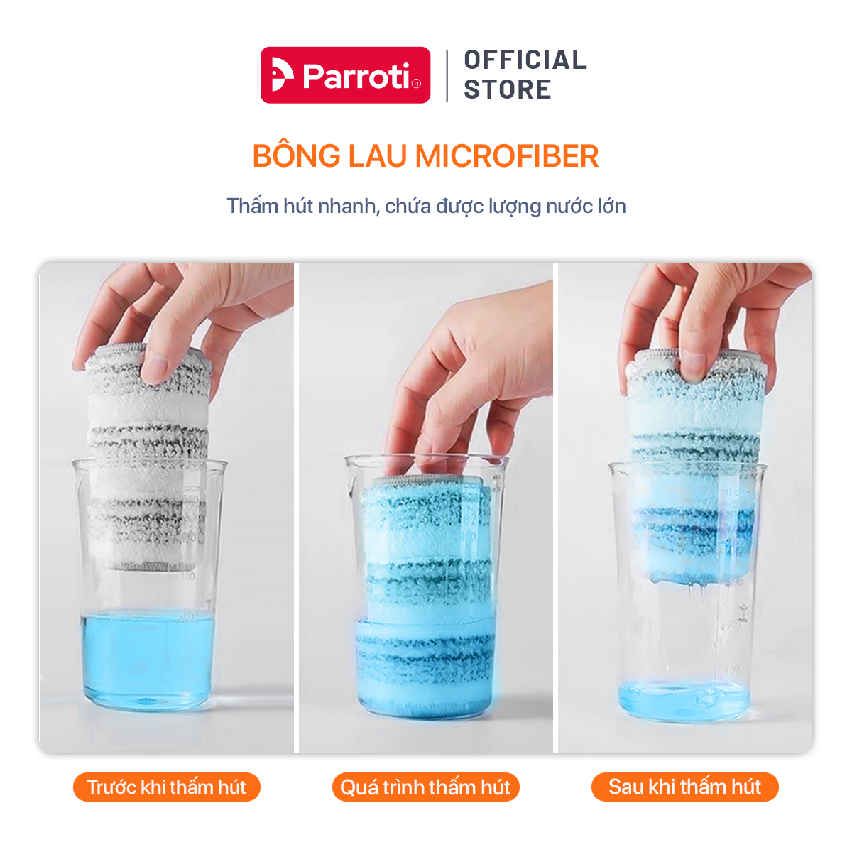 Miếng lau thay thế cây lau nhà tự vắt, xoay 360 độ tích hợp gạt nước Parroti Magic - MG03