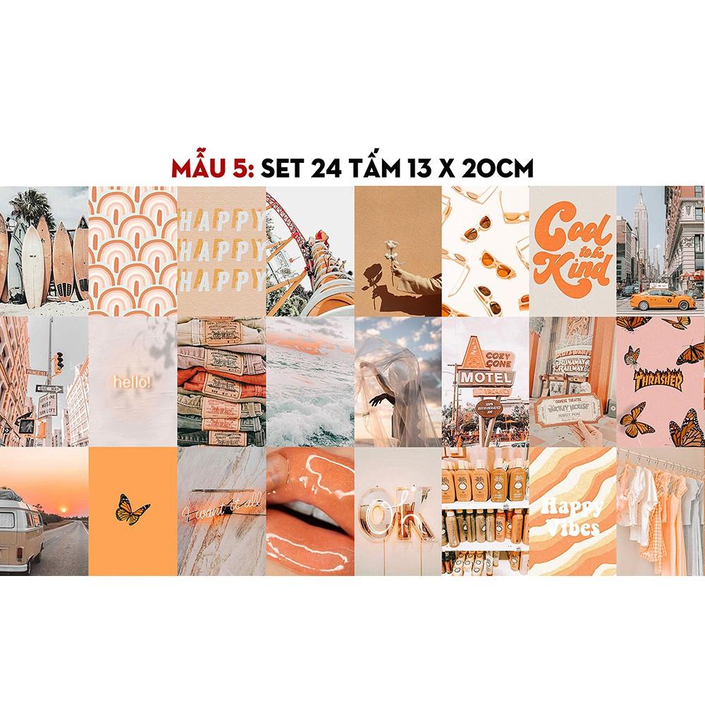 Set 24 hình decor phòng ngủ Hàn Quốc, tấm giấy sticker pastel phong cách minimal 1300