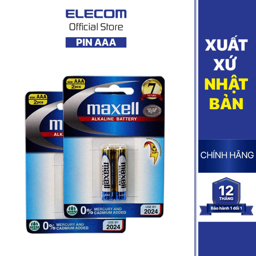 Vỉ 2 viên pin tiểu AA - AAA Maxell Ankaline - Hàng Chính Hãng