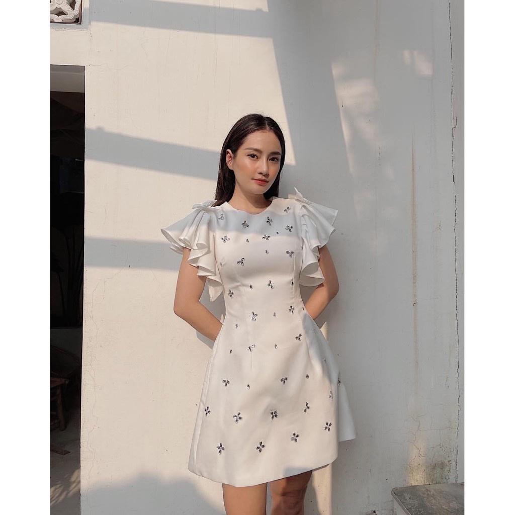 Đầm Dự Tiệc Đính Hoa Đá Tay Phòng Siêu Xinh BY8367