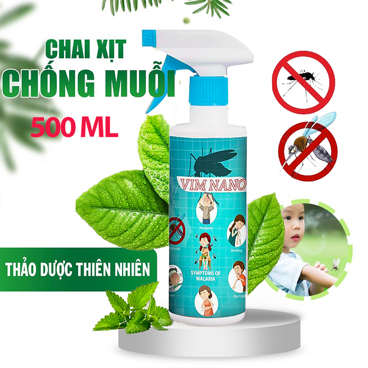 Chai Xịt Đuổi Muỗi, Côn Trùng Vim Nano 500ml Mùi Hương Dễ Chịu Xuất Xứ Thảo Mộc - Xua Đuổi Muỗi, Gián, Côn Trùng