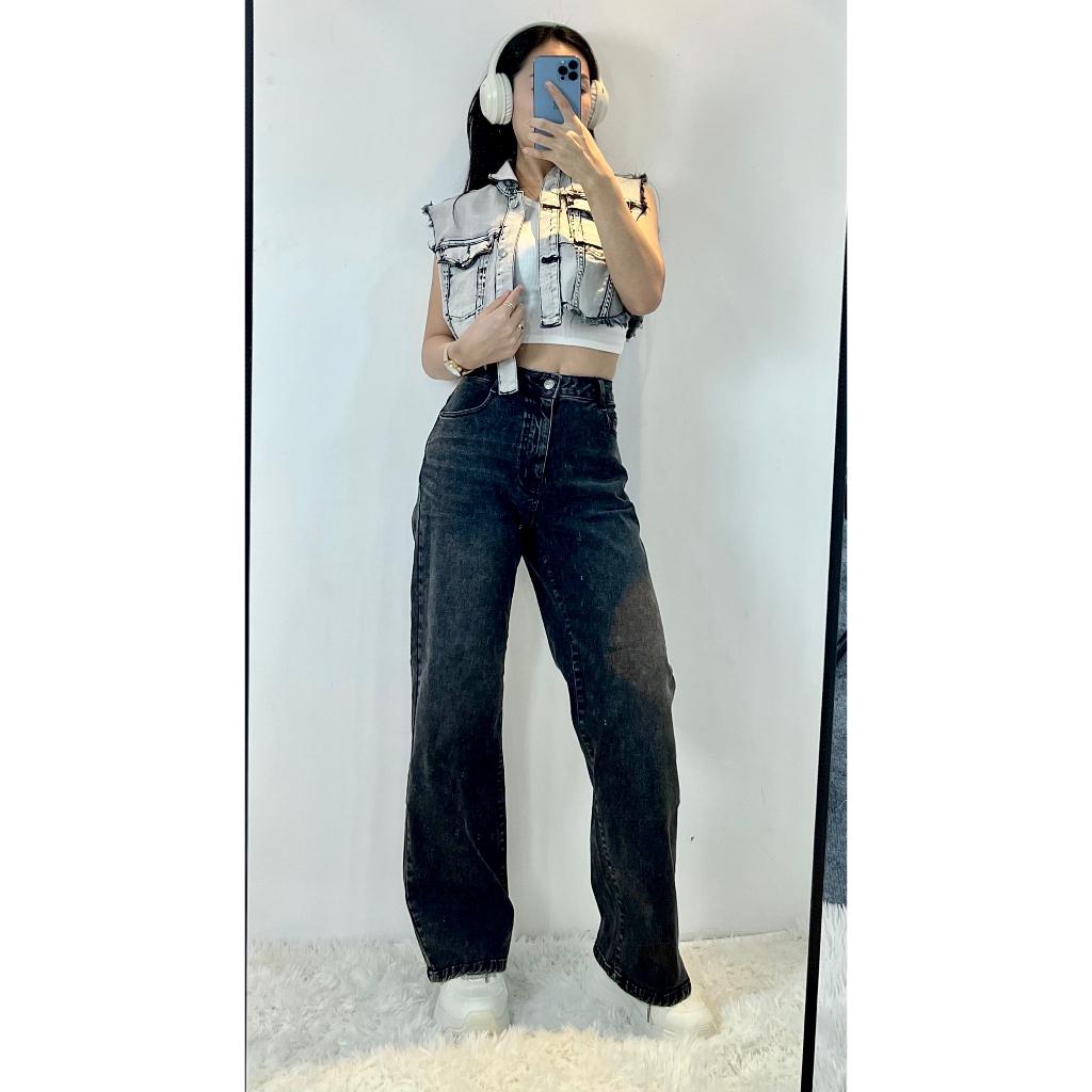 Quần Jean ống suông nữ đẹp SJP07, Quần bò nữ ống rộng basic chất vải thoáng mát co giãn 4 chiều, thương hiệu Samma Jeans