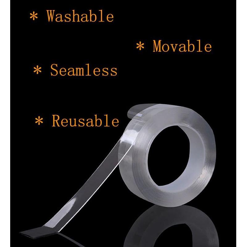 Băng keo 2 mặt, băng dính 2 mặt siêu dính hai mặt silicon trong suốt dán tường đa năng dài 3m