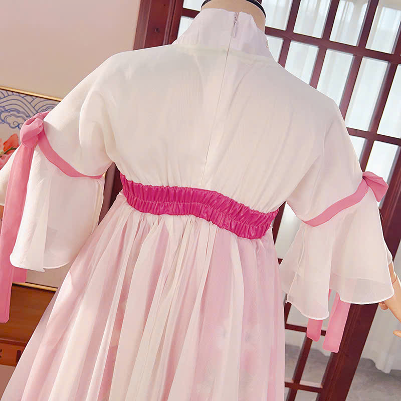 Đầm váy công chúa cổ trang hanfu thêu hoa cho bé gái diện lễ tết trung thu đẹp size 100-160 hàng Quảng Châu