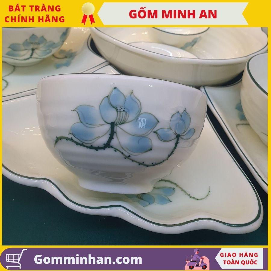Bộ đồ ăn sứ Bộ Bát đĩa hoa mặt trời 15 món Men Kem Gốm Sứ Bát Tràng-Gốm Minh An-Bộ đồ ăn đẹp