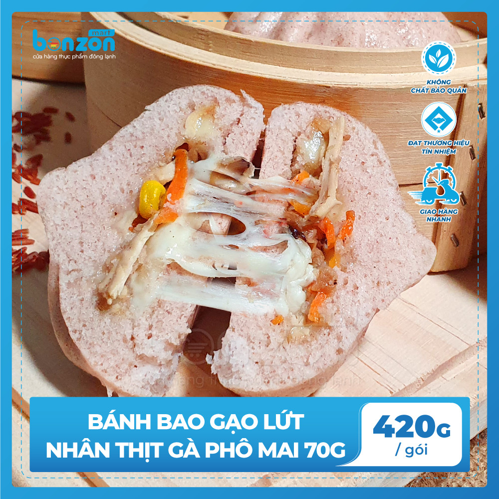 Bánh Bao Gạo Lứt Nhân Gà Phô Mai 70g (420g)