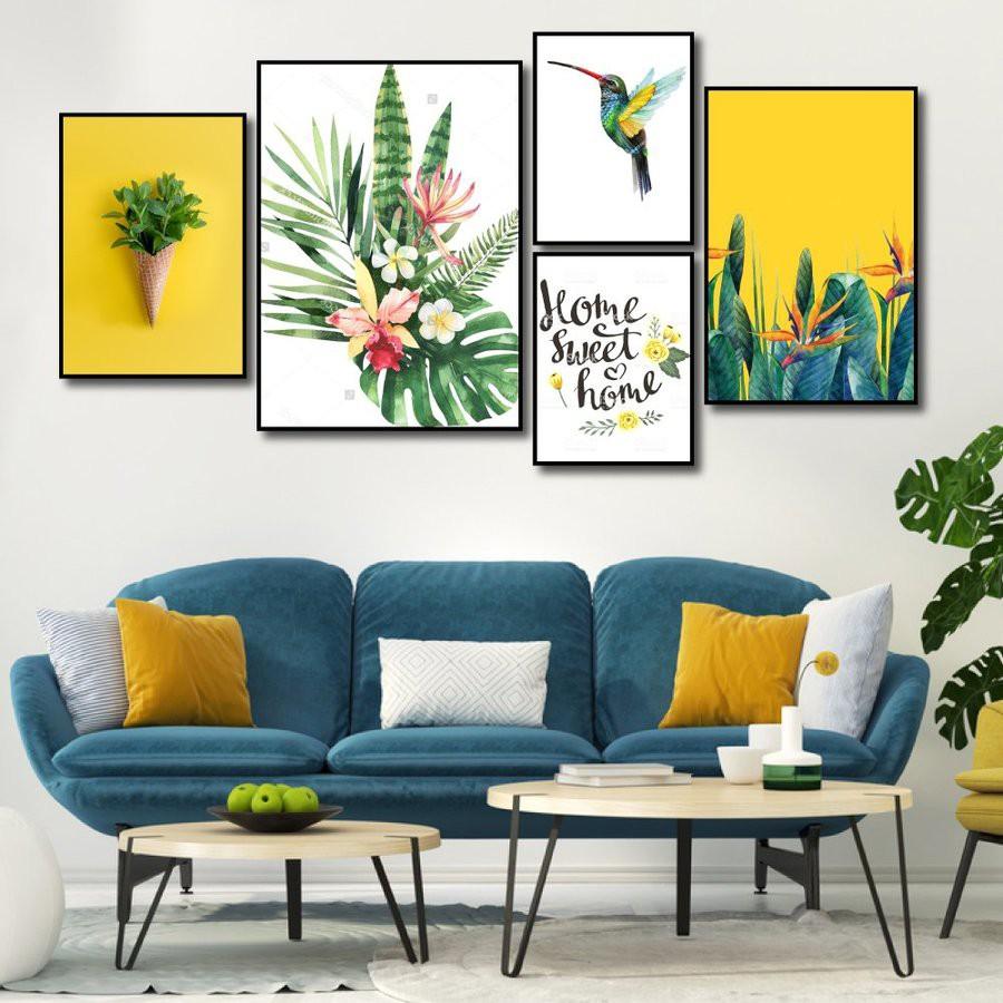 Tranh treo tường canvas bộ 5 bức - Tranh canvas treo tường decor trang trí phòng khách và phòng ngủ cao cấp siêu đẹp