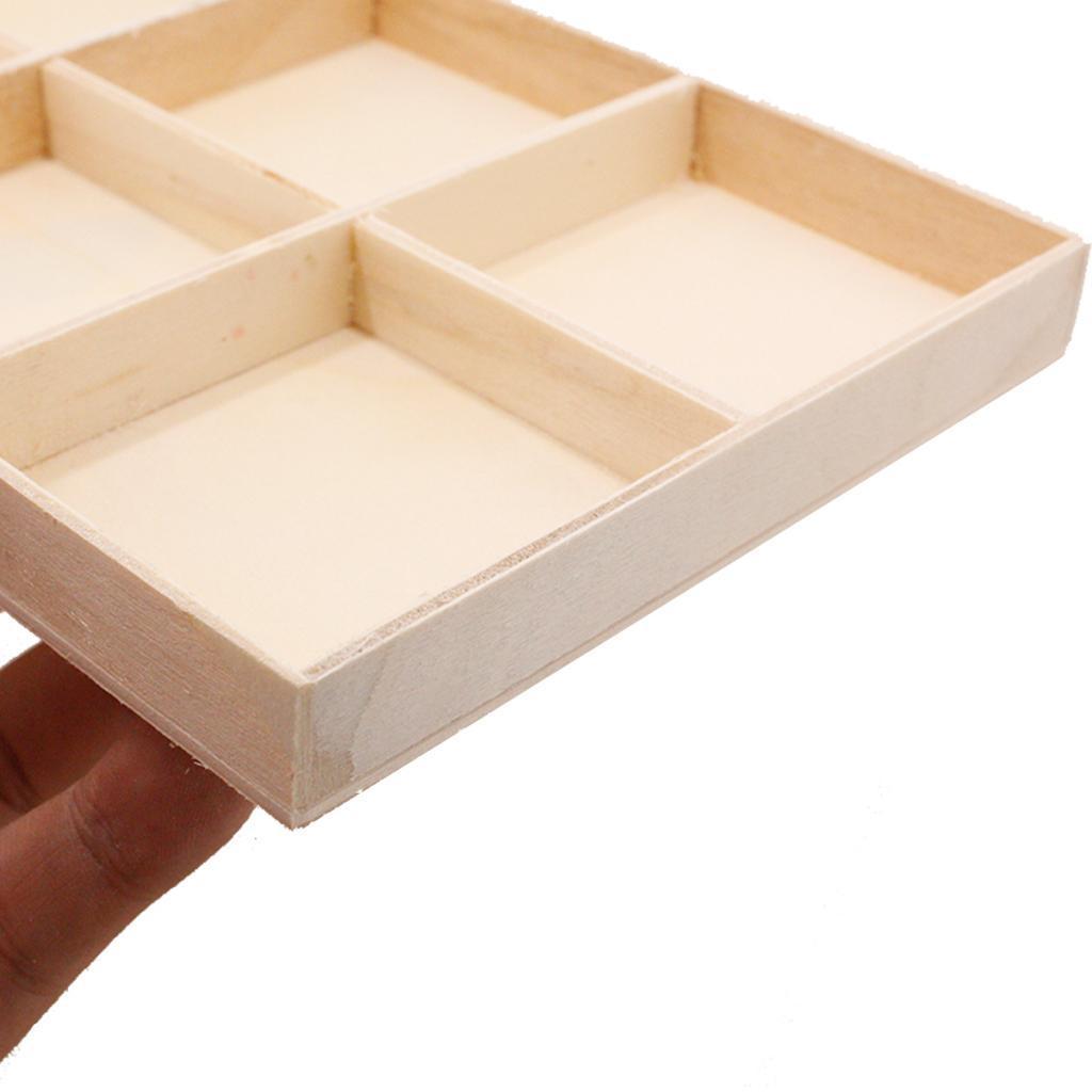 Wooden Jewelry Organizer Chest Storage Box 6 Compartments Tea Box
