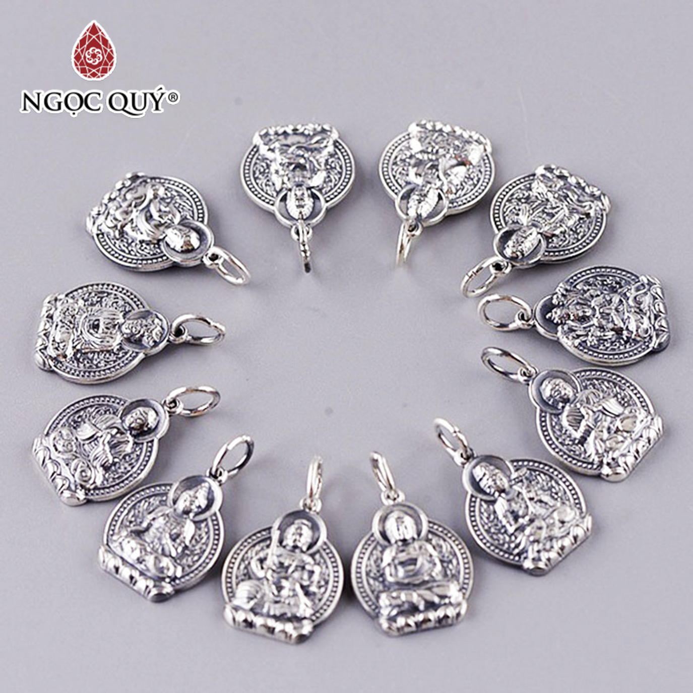 Mặt dây chuyền phật bản mệnh bạc 999 - tặng dây đeo vải dù - Ngọc Quý Gemstones