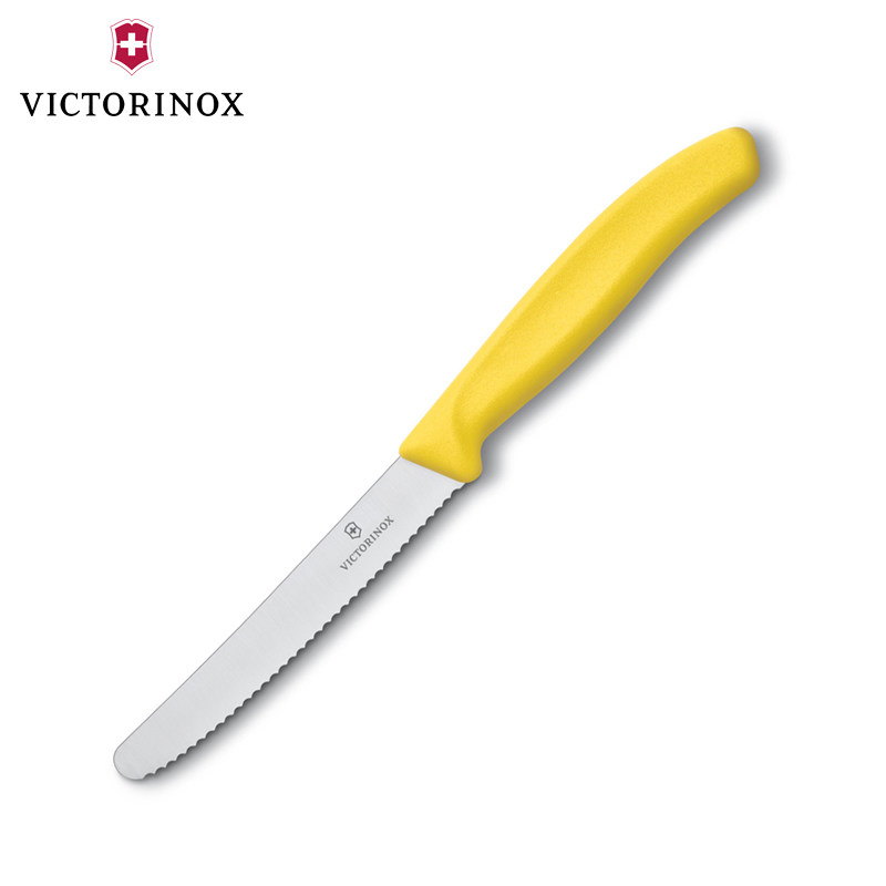 Dao Gọt Củ Quả Lưỡi Răng Cưa VICTORINOX Cán Nhựa Nhiều Màu 11cm