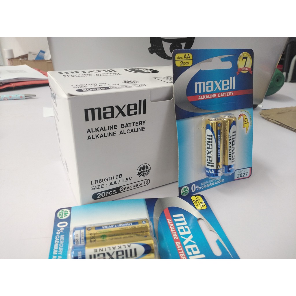 Pin Đũa AAA, Pin Tiểu AA Maxell Vỉ 2 Viên ( Pin 2A, 3A) - Pin AA (2A), AAA (3A) Maxell Alkaline LR6 vỉ 2 viên