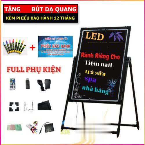 [Bảng menu cao cấp có video] Bảng Viết Dạ Quang có đèn led, quảng cáo, menu nhà hàng 50x70cm và 60x80cm ( Tặng kèm chân giá + 8 bút + Điều khiển + khăn lau)