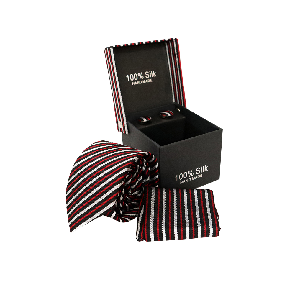 Cà vạt nam, cà vạt bản nhỏ, cà vạt 6cm - Cà vạt hộp bản nhỏ màu đỏ sọc CH6DOS020