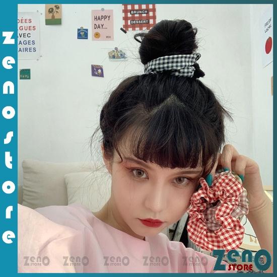 COMBO 5 Dây chun scrunchies buộc tóc kẻ caro nhiều màu PT26