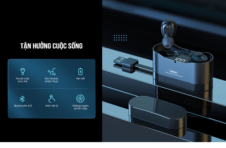 Tai nghe Bluetooth TWS Remax Earbuds TWS-22 V5.0 (Hàng chính hãng)