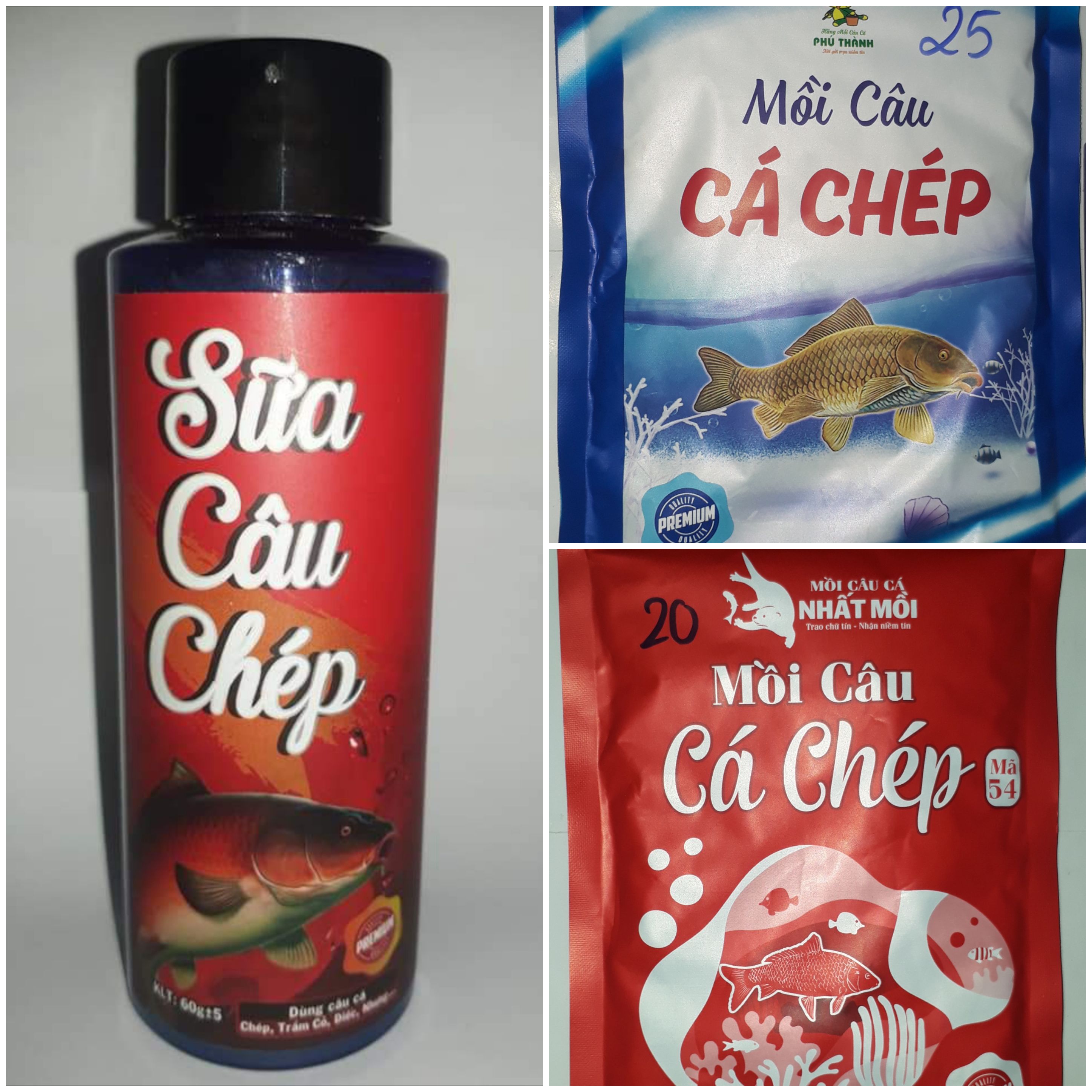 Combo Mồi Câu Cá Chép,Mã 54 và Tinh Chất Sữa Câu Chép,bộ 3 kết hợp hoàn hảo của Hãng Phú Thành