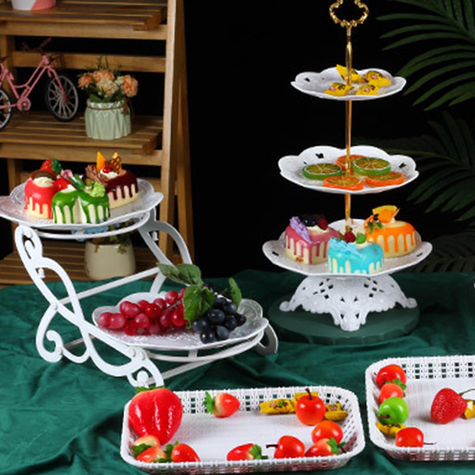 2 Tiers Cake Stand Snack Display Tray Dessert Tray for Dessert Afternoon Tea