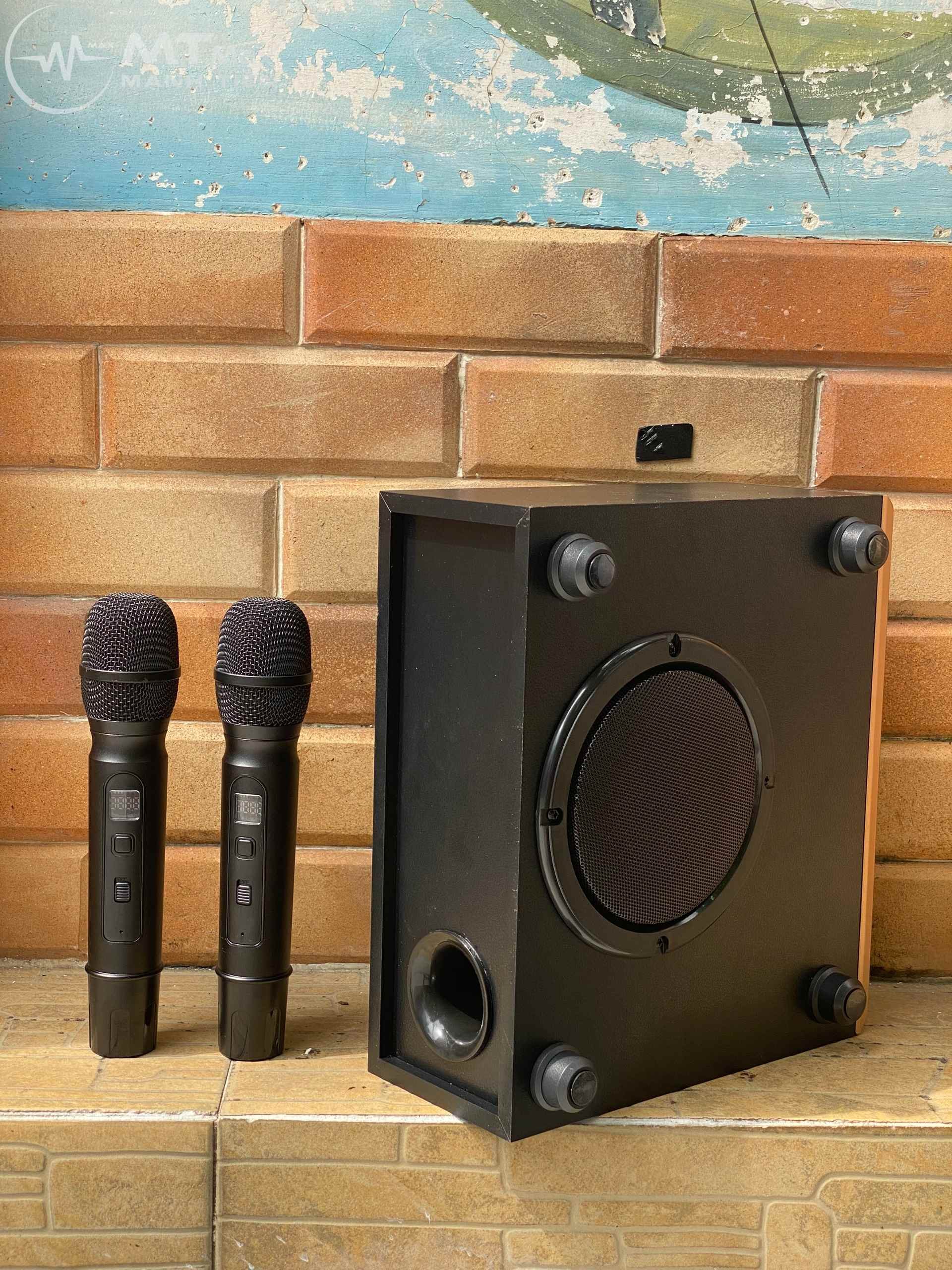 Loa bluetooth MTMAX Q13 mẫu mới 2023 hát Karaoke 2 mic cao cấp UHF Wireless Microphone hàng chính hãng