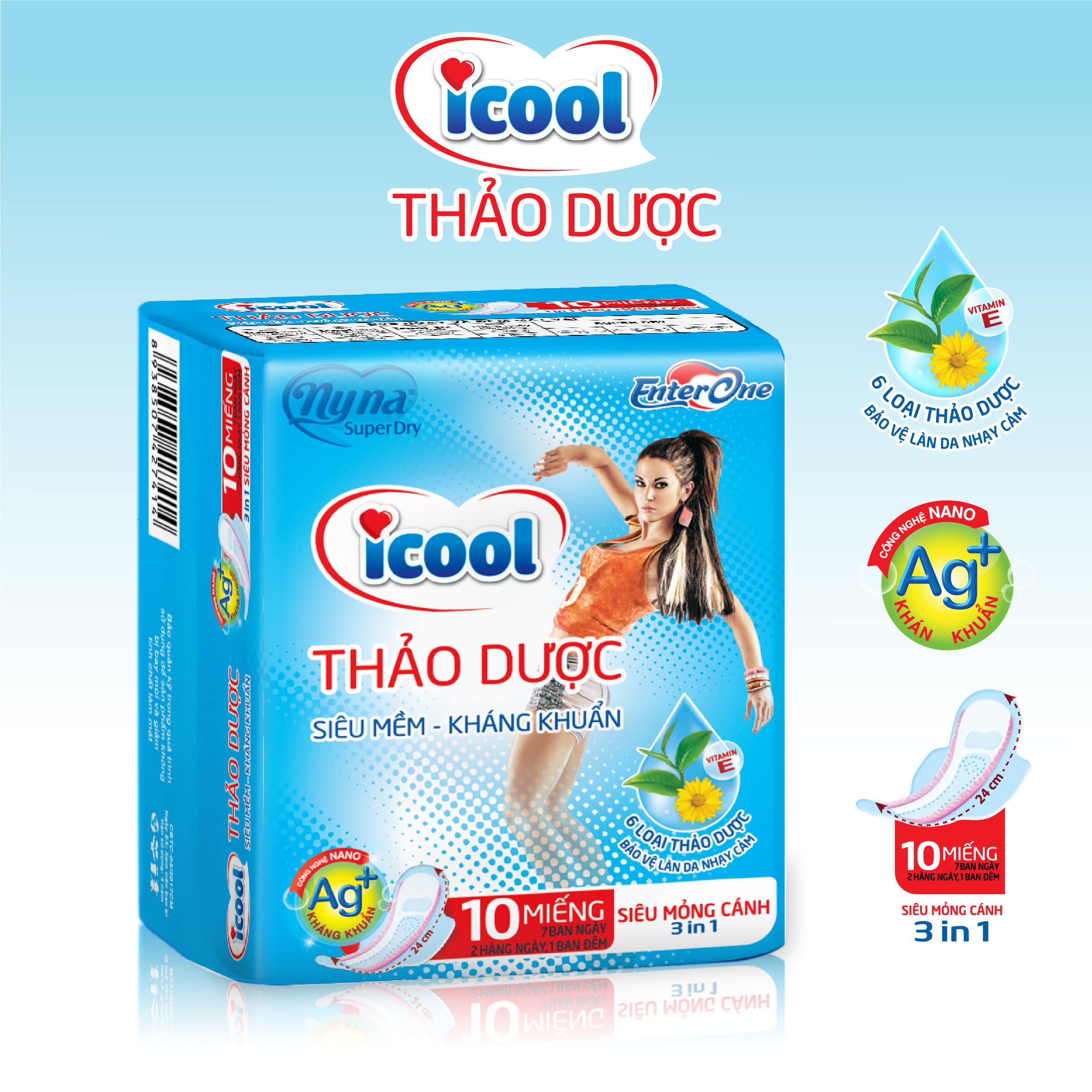 Băng vệ sinh icool thảo dược Hồng 7 miếng