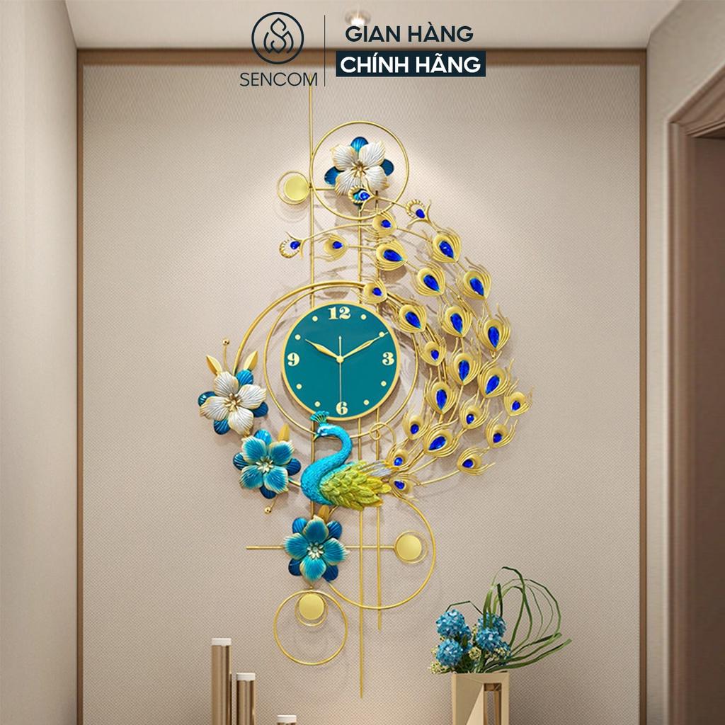 Đồng hồ treo tường nghệ thuật SENCOM hình con công decor trang trí nhà cửa mã 2926- Hàng chính hãng