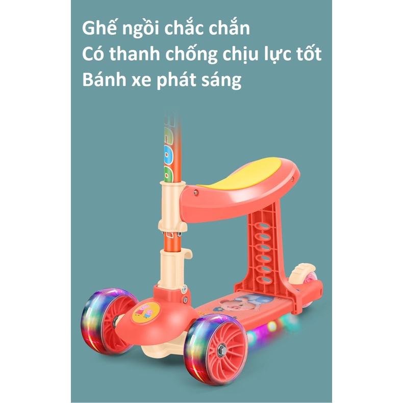 Xe Scooter Cho Bé ,Đa Năng Phát Sáng, Xe Trượt Scooter Cho Bé Từ 2 Đến 14 Tuổi
