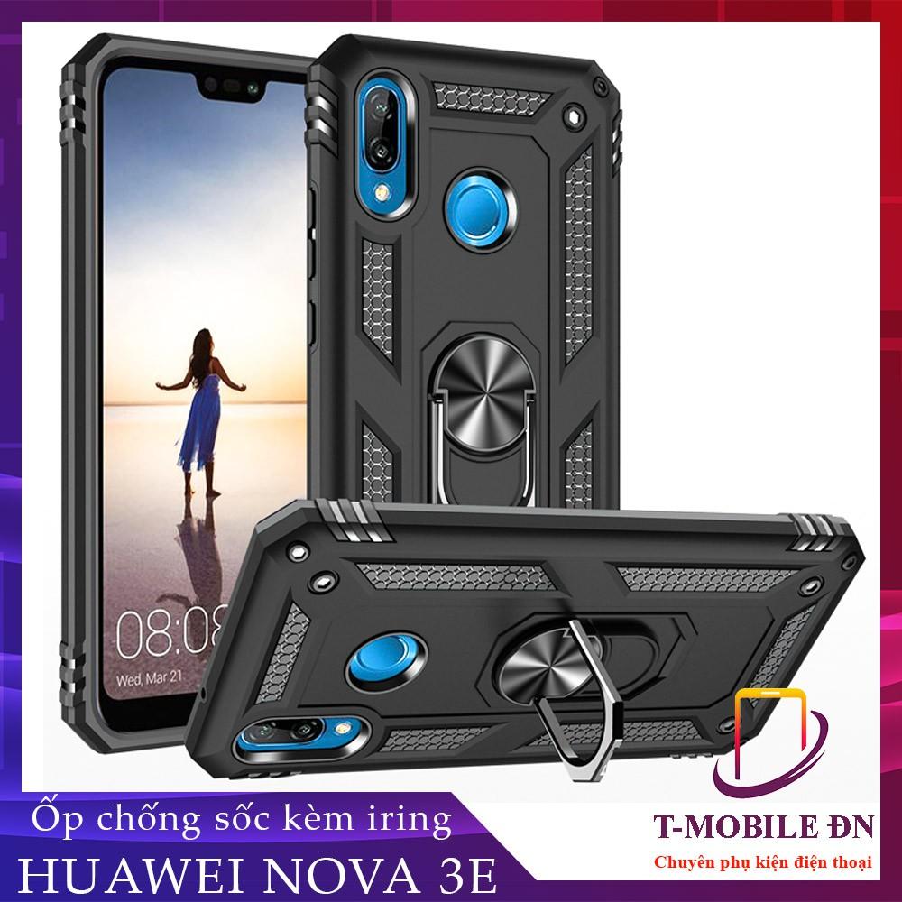Ốp lưng cho Huawei Nova 3e P30 Lite Y7 Pro Y9 Prime 2019 chống sốc 2 lớp kèm nhẫn iring làm giá đỡ
