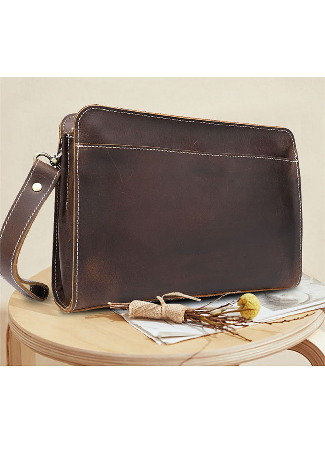 Clutch cầm tay nam da bò sáp thô nguyên tấm BHM2753