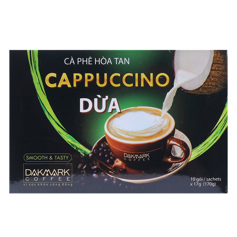 Cà Phê Cappuccino Hoà Tan Dừa DakMark (10 Gói x 17g)