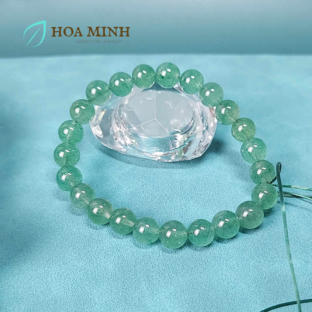 Vòng tay phong thủy đá Thạch Anh Dâu Xanh 8 li, hợp mệnh Mộc Hỏa