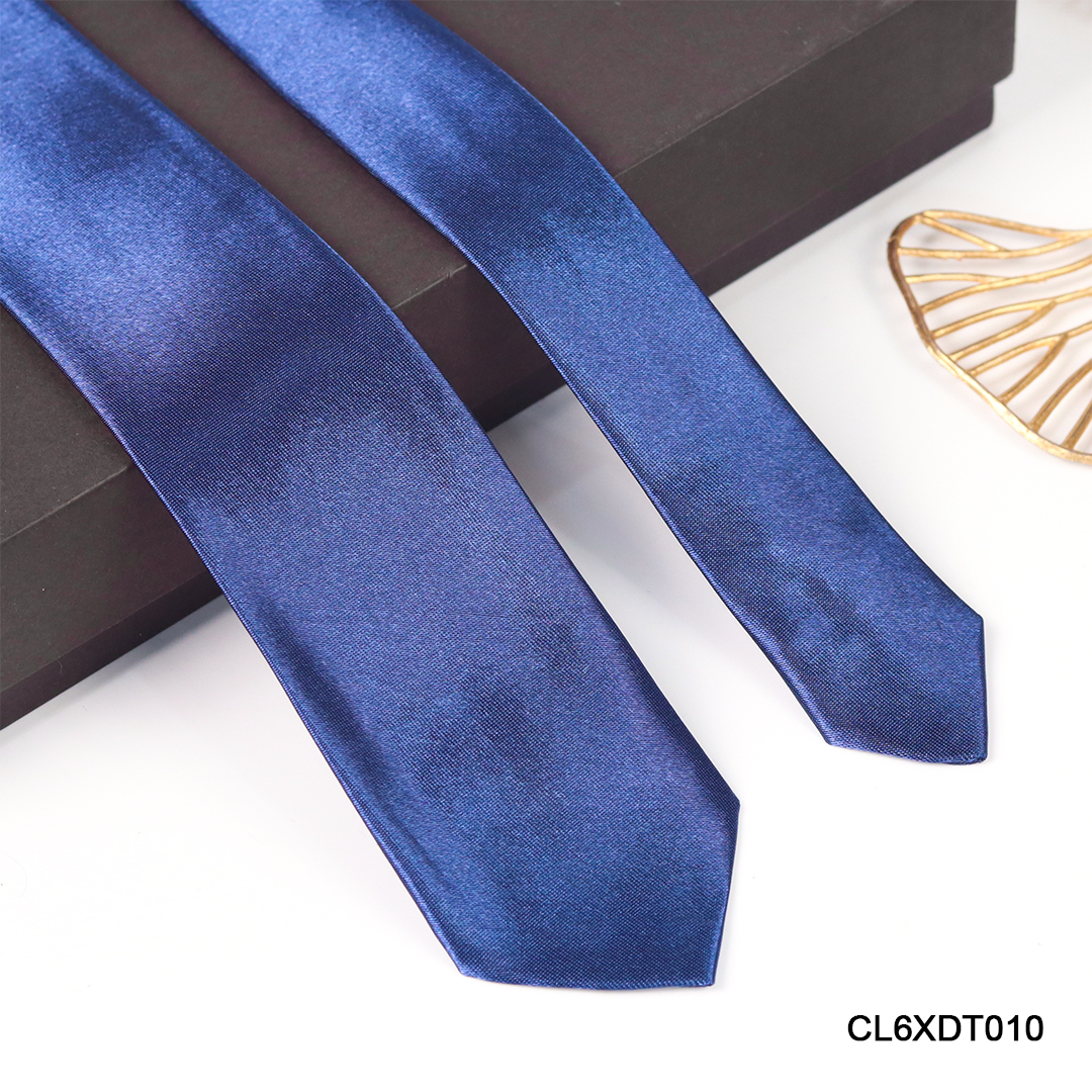 Cà vạt lụa tổng hợp bản nhỏ màu xanh dương - Thomas Nguyen
