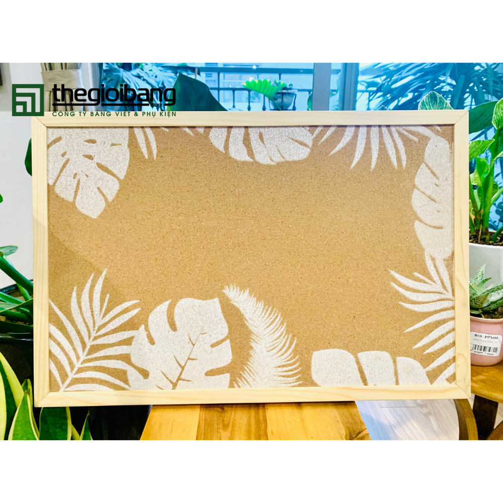 Bảng Ghim Tropical - Bảng Ghim Lie Khung Gỗ In Họa Tiết - Kích Thước 40x60cm, 60x80cm