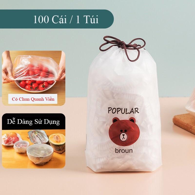 Màng bọc thực phẩm có giãn đa năng , tái sử dụng, tiện lợi dễ sử dụng, túi gấu đựng thực phẩm, 100 cái