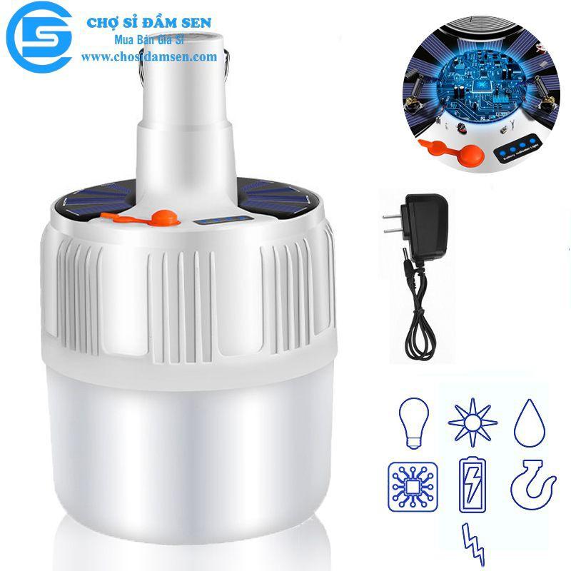 Đèn tích điện 100W 24 Led Sạc tích điện thông minh, đèn sạc năng lượng mặt trời