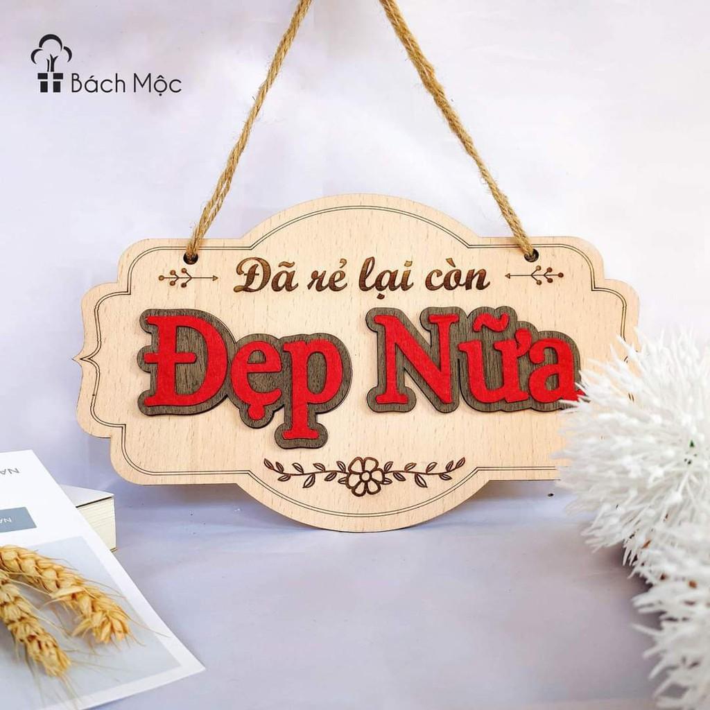 Bảng gỗ vui lòng gõ cửa, bấm chuông, đóng cửa mẫu đẹp (bảng gỗ trang trí + quà tặng