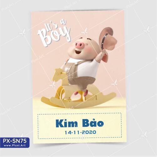 Thiệp thôi nôi – sinh nhật theo yêu cầu Pluxi