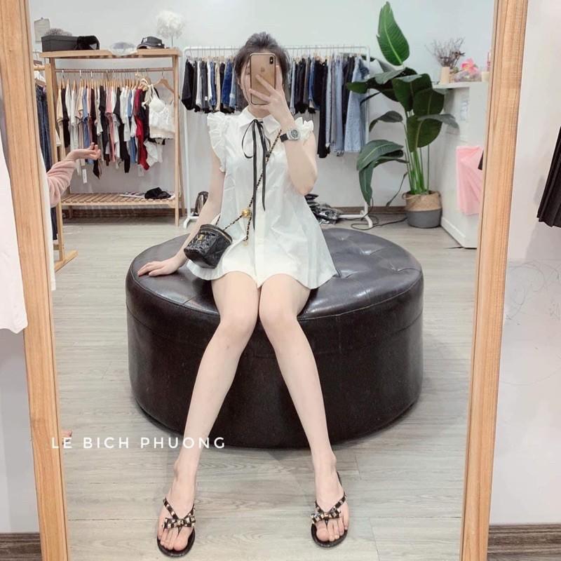 Áo Sơmi Tay Bèo Cổ Nơ, Áo Kiểu Cute Có Ảnh Thật Kèm Video