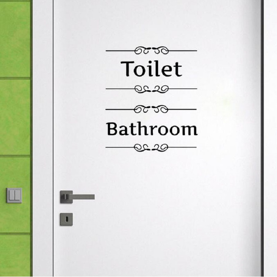 Decal dán cửa chữ TOILET - BARTHROOM