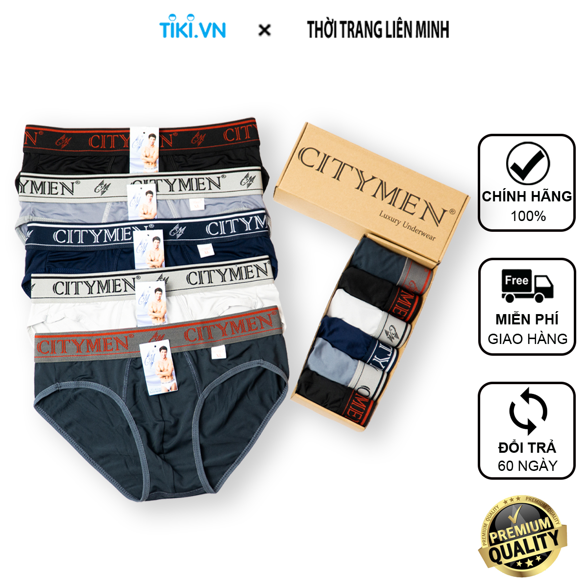 Hộp 6 Quần lót nam CITYMEN, thông thoáng và thấm hút mồ hôi tốt, vải thun lạnh 4 chiều cao cấp, quần xì, xịp, sịp nam, đồ lót nam - Giao màu ngẫu nhiên