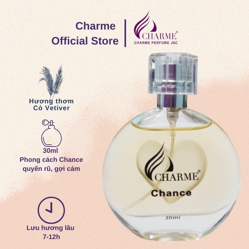 Nước hoa nữ thơm lâu, Charme Chance, mùi hương vani, mang phong cách nữ tính, gợi cảm, lưu hương lâu, 30ml